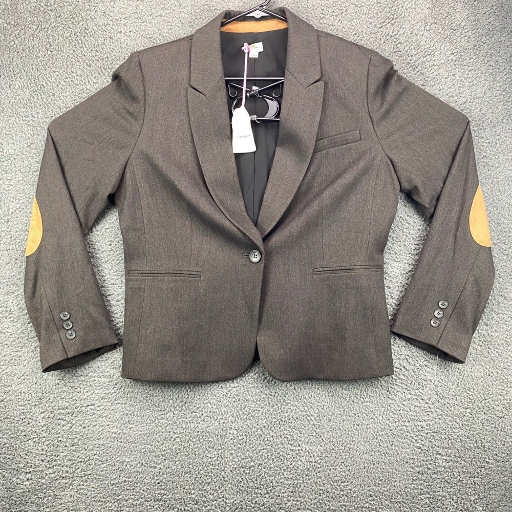 CREMIEUX Brown Blazer Size 12 Wool Blend Elbow Patch Career Office Jacket